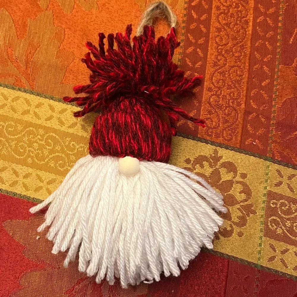 Handmade Yarn Gnome Ornament
